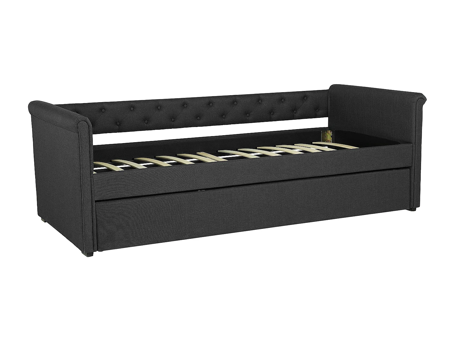 Lit gigogne Tissu LIBOURNE 80 x 200 cm Gris foncé