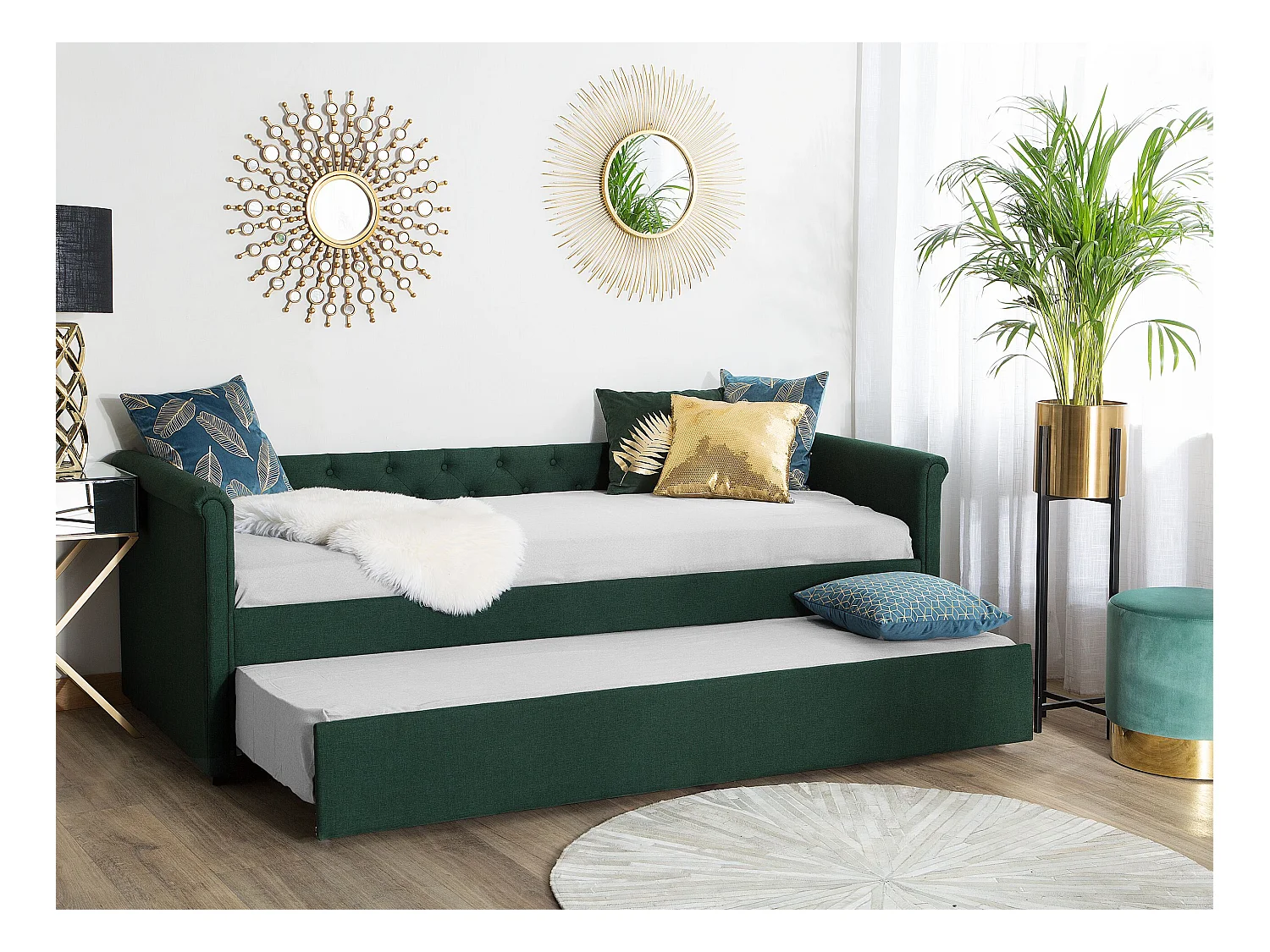 Onderschuifbed Stof LIBOURNE 80 x 200 cm Donkergroen