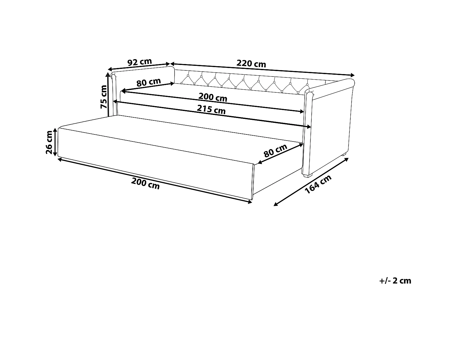 Onderschuifbed Stof LIBOURNE 80 x 200 cm Donkergroen
