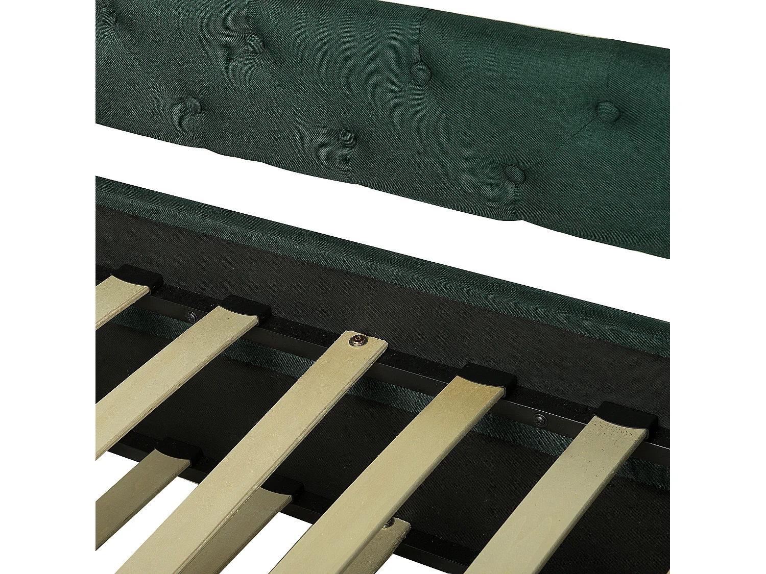 Lit gigogne Tissu LIBOURNE 80 x 200 cm Vert foncé