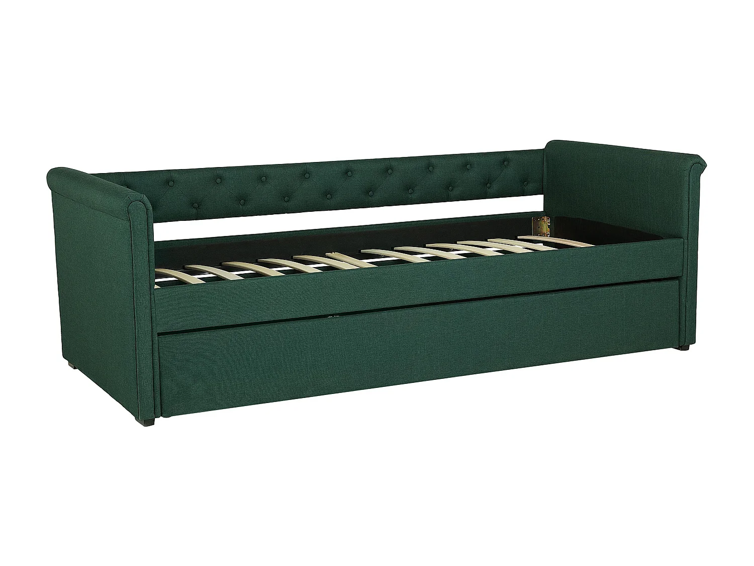 Lit gigogne Tissu LIBOURNE 80 x 200 cm Vert foncé