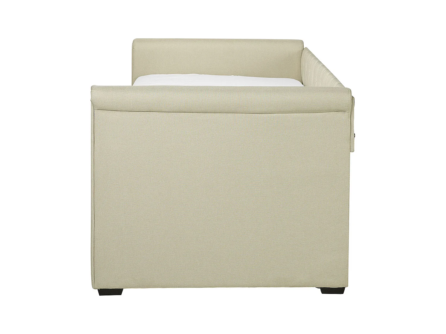 Elegantes Tandembett ausziehbar Polsterung beige Leinenoptik Libourne