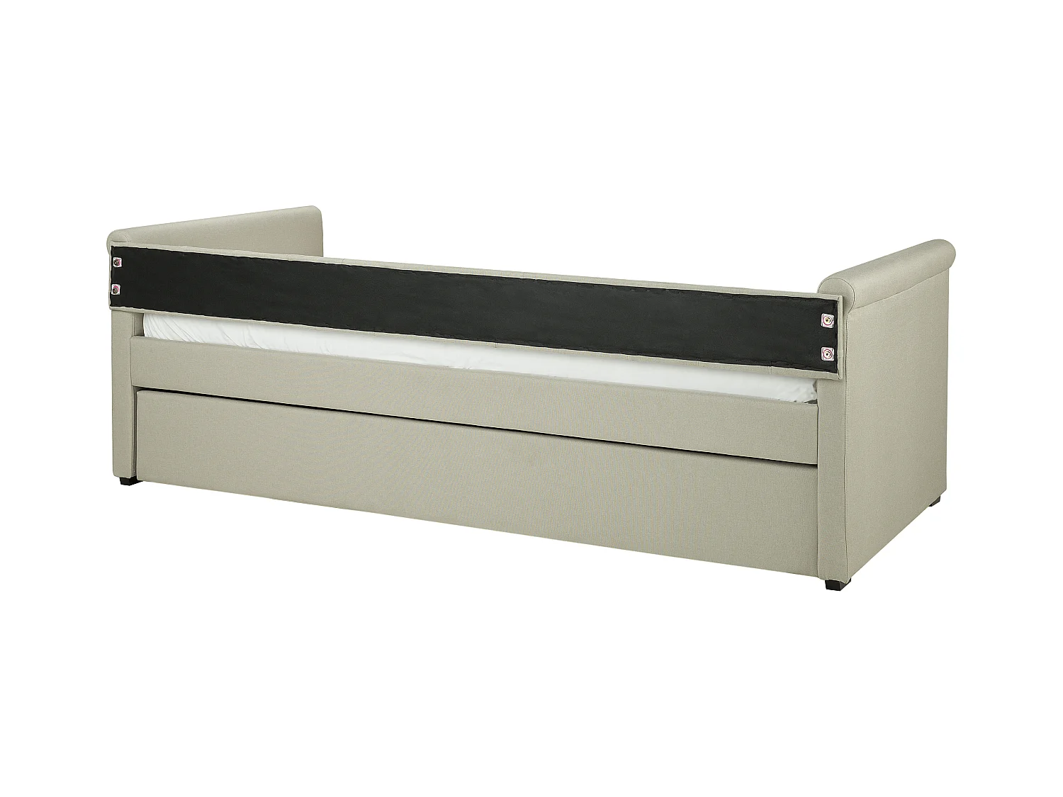 Elegantes Tandembett ausziehbar Polsterung beige Leinenoptik Libourne