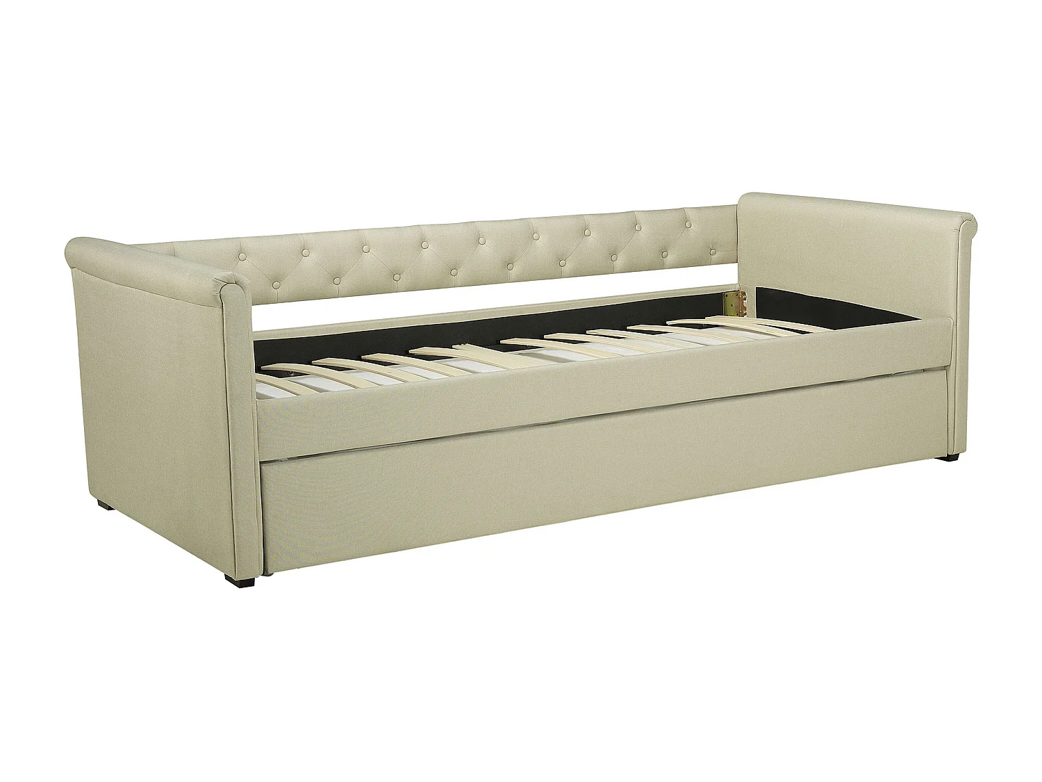 Lit gigogne Tissu LIBOURNE 80 x 200 cm Beige