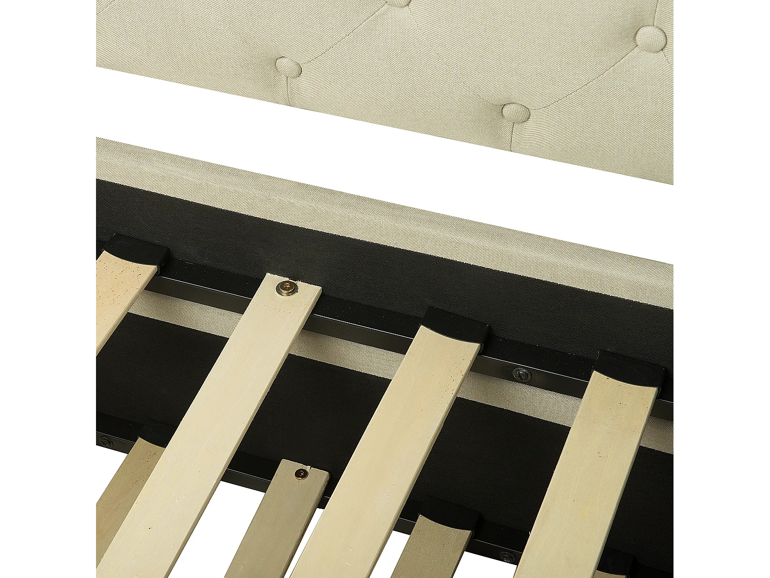 Lit gigogne Tissu LIBOURNE 80 x 200 cm Beige