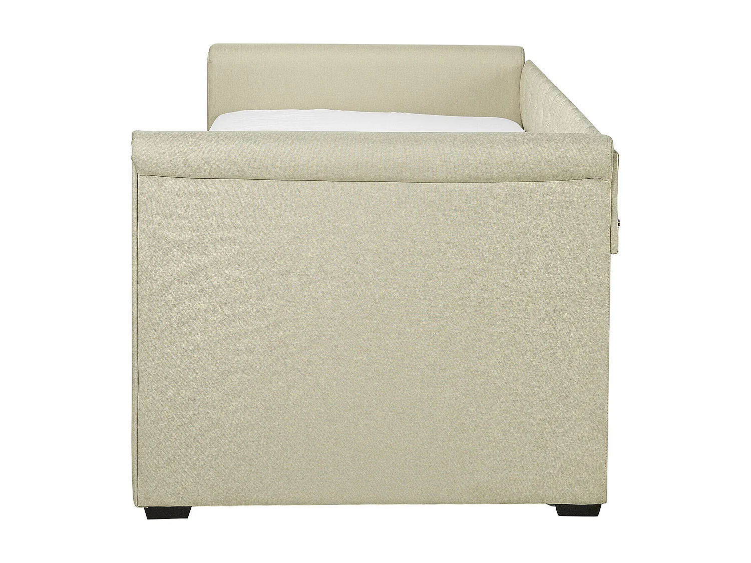 Elegantes Tandembett ausziehbar Polsterung beige Leinenoptik Libourne