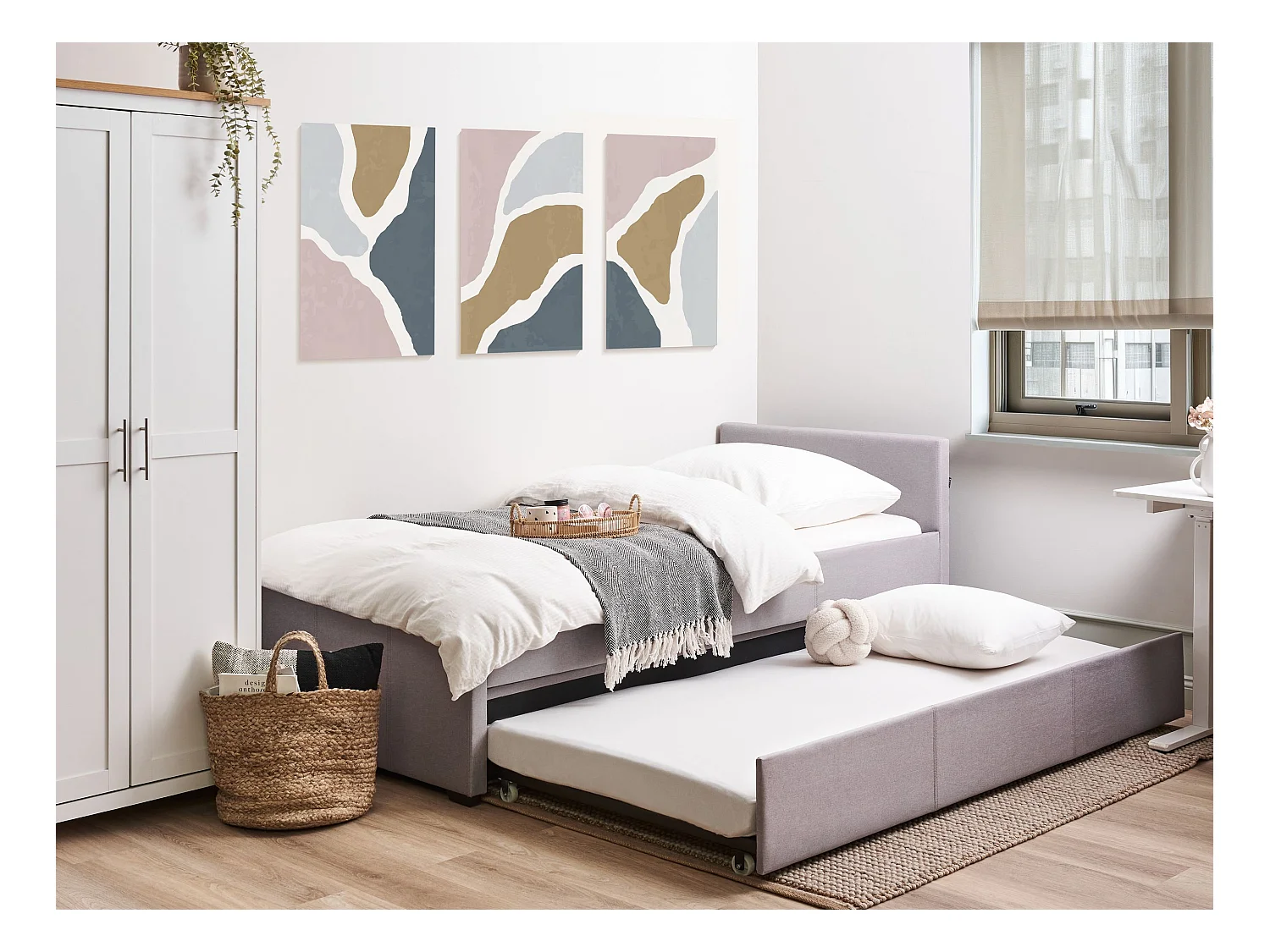 Onderschuifbed Stof MARMANDE 90 x 200 cm Lichtgrijs