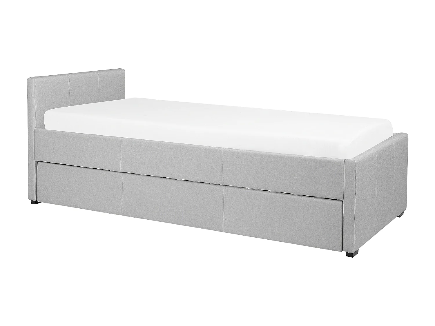 Tagesbett ausziehbar Stoffbezug Leinenoptik grau Lattenrost 90x200 cm Marmande