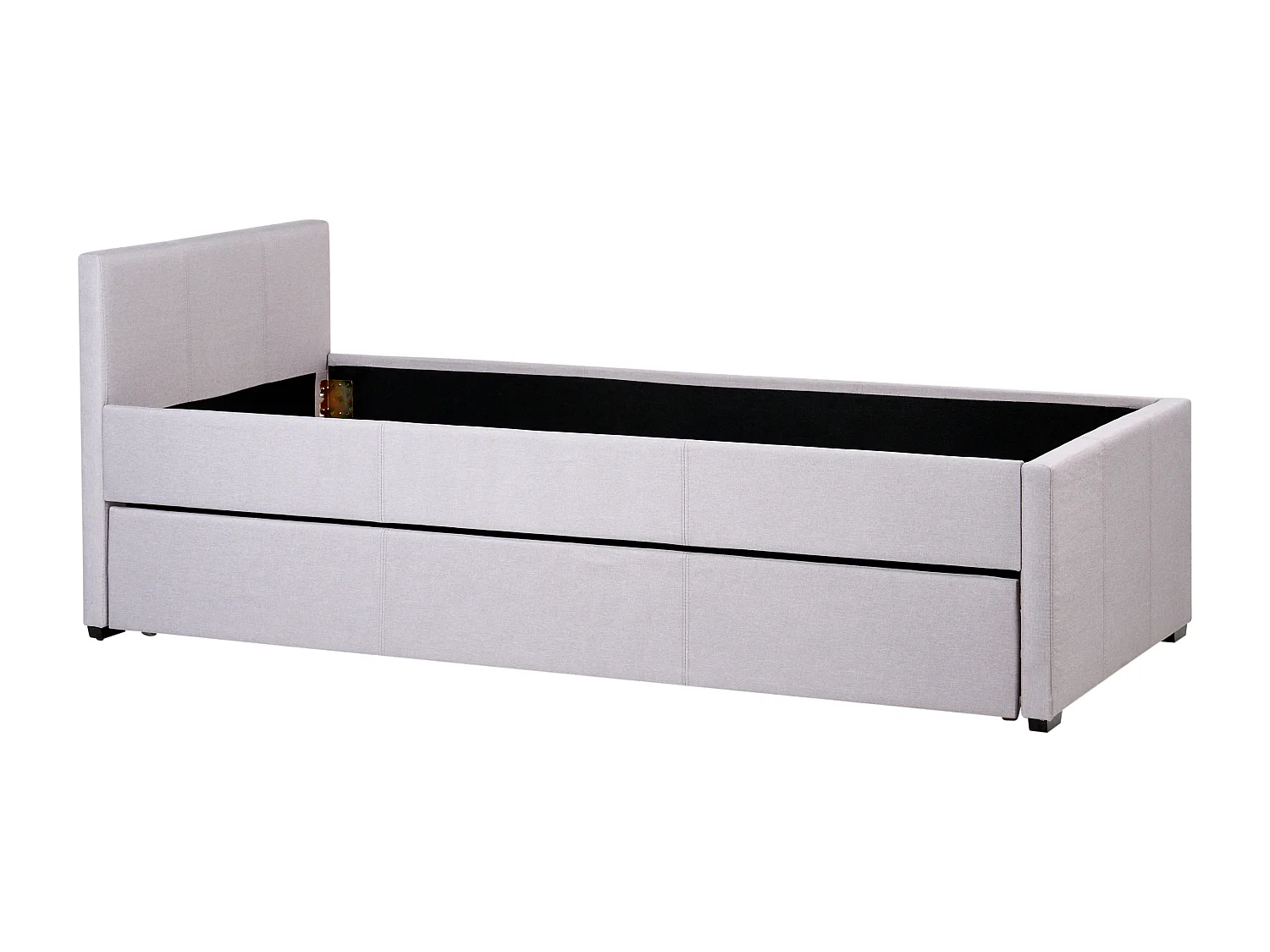 Tagesbett ausziehbar Stoffbezug Leinenoptik grau Lattenrost 90x200 cm Marmande