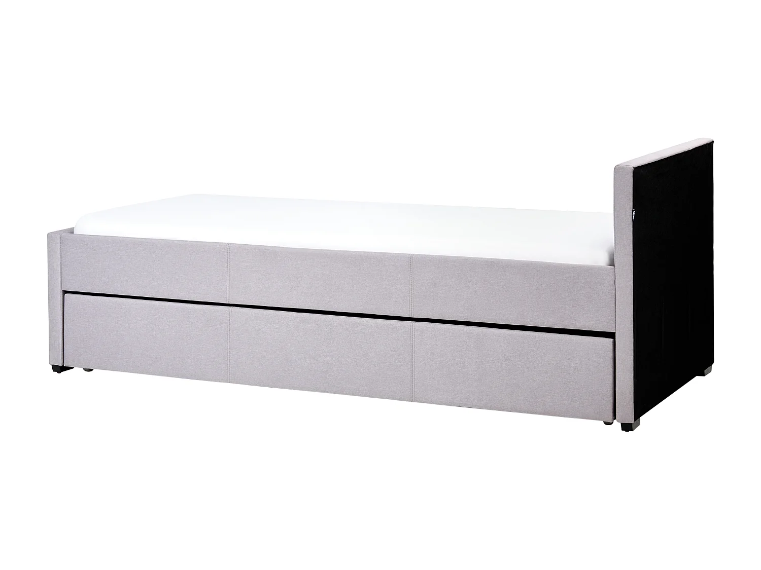 Tagesbett ausziehbar Stoffbezug Leinenoptik grau Lattenrost 90x200 cm Marmande