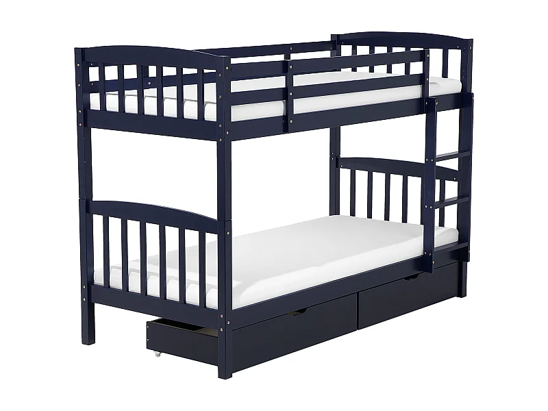 Lit superposé Bois de pin REVIN 90 x 200 cm Bleu marine