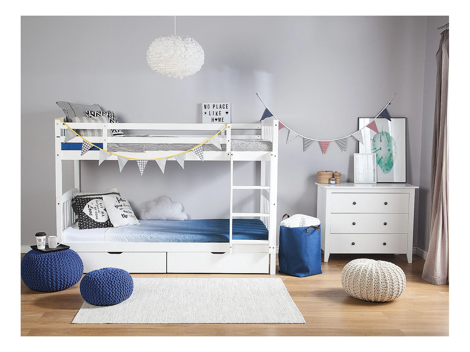 Beliche com gavetas Pinho REVIN 90 x 200 cm Branco