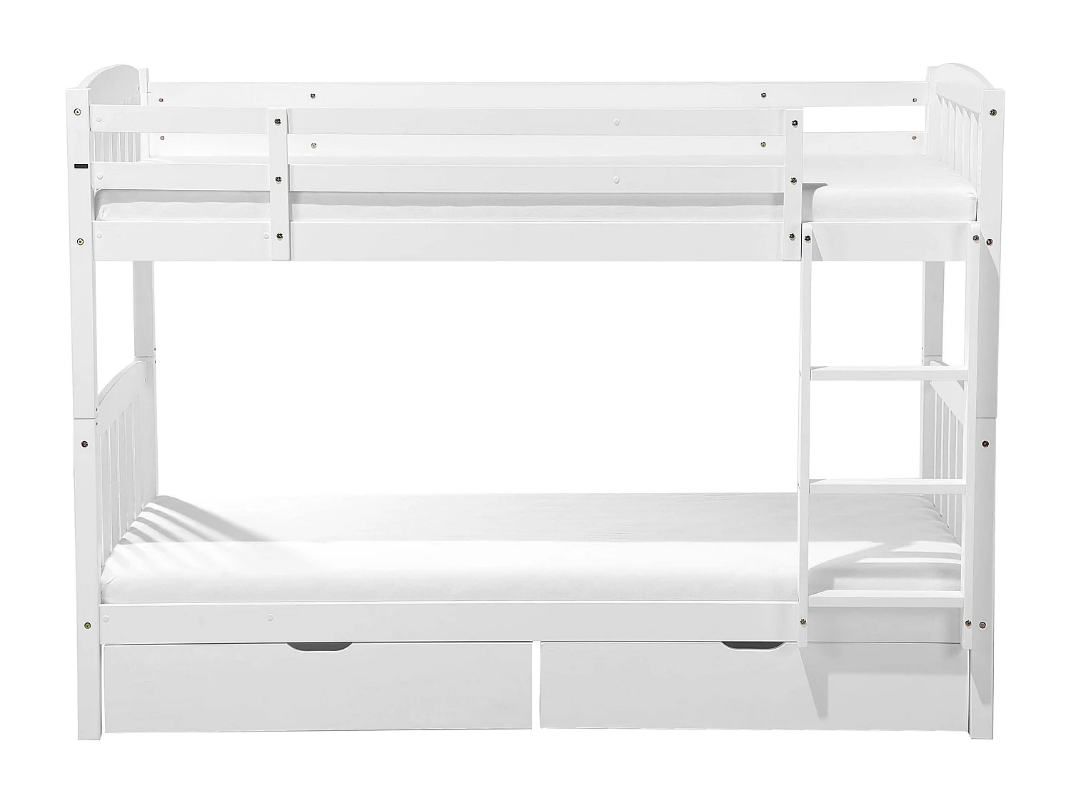 Letto a castello con cassetti Legno di pino REVIN 90 x 200 cm Bianco