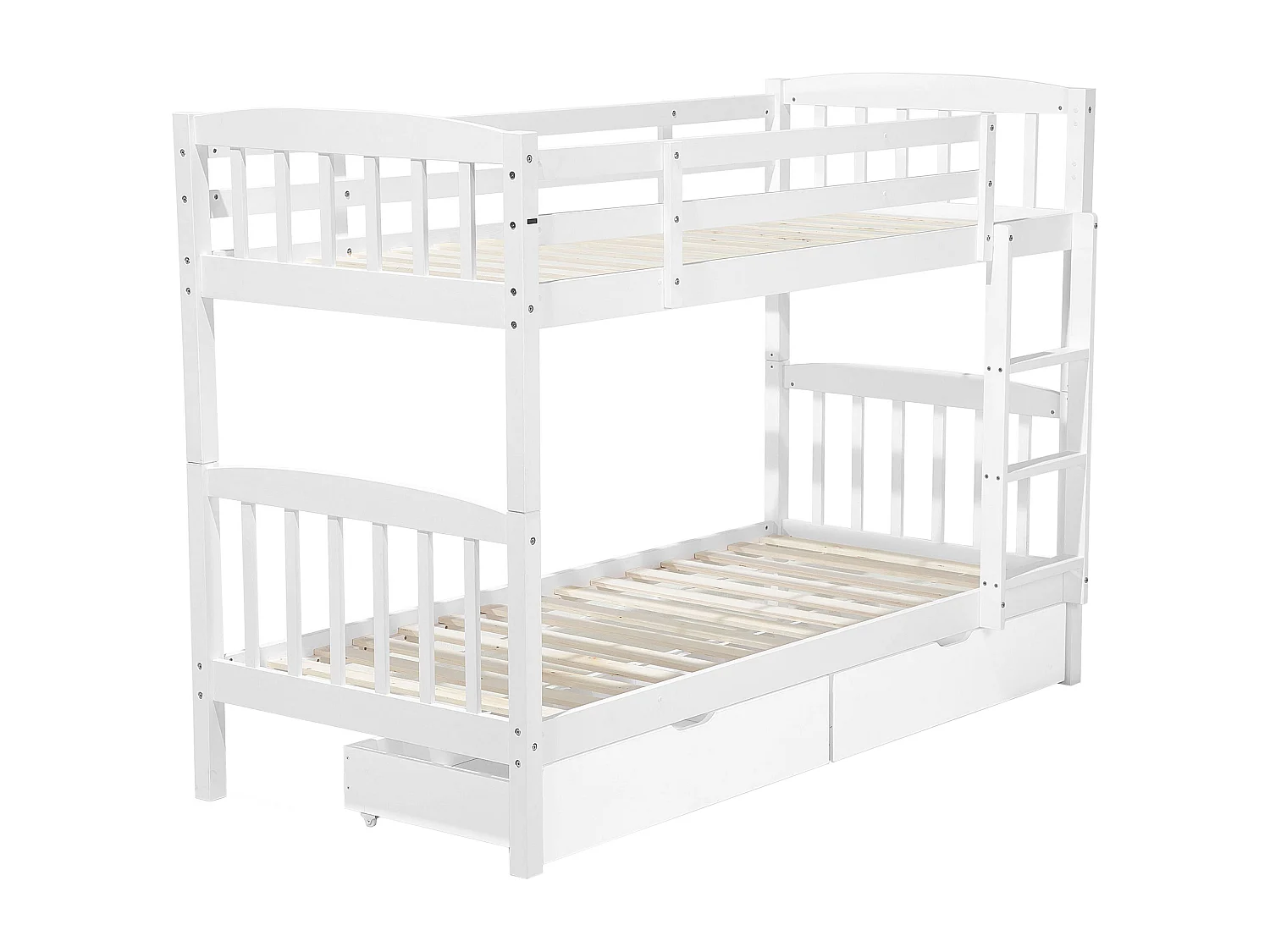 Letto a castello con cassetti Legno di pino REVIN 90 x 200 cm Bianco