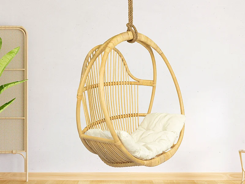 Fauteuil suspendu en rotin naturel BRIANNA