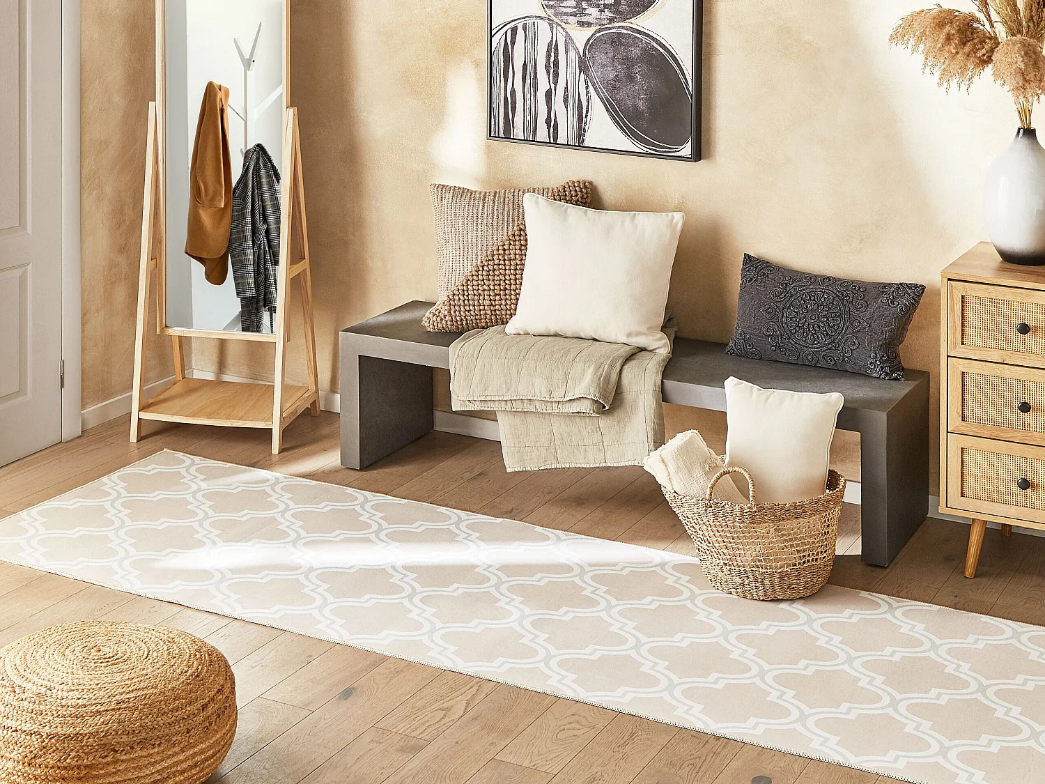Alfombra beige/blanco 80 x 300 cm KADAYAL