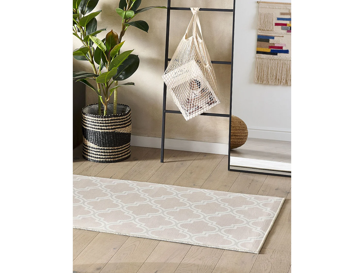 Tappeto beige e bianco 60 x 200 cm KADAYAL