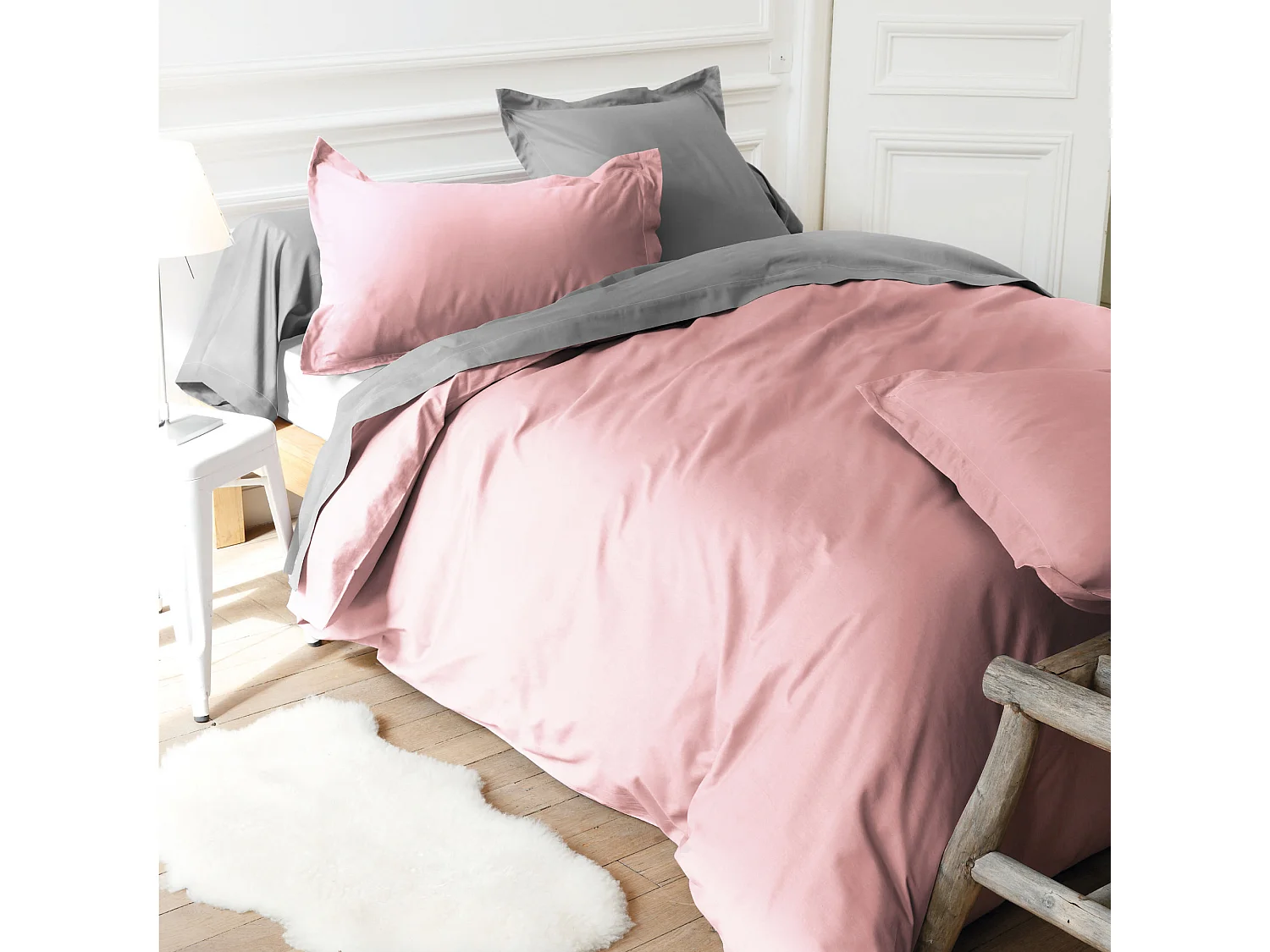 Drap housse relaxation uni 2x90x210 cm coton ALTO Macaron TR Tête relevable uniquement