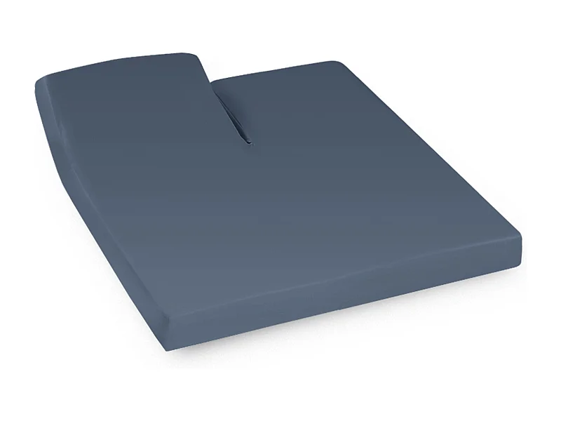 Drap housse relaxation uni 2x90x210 cm coton ALTO bleu Jean TR Tête relevable uniquement