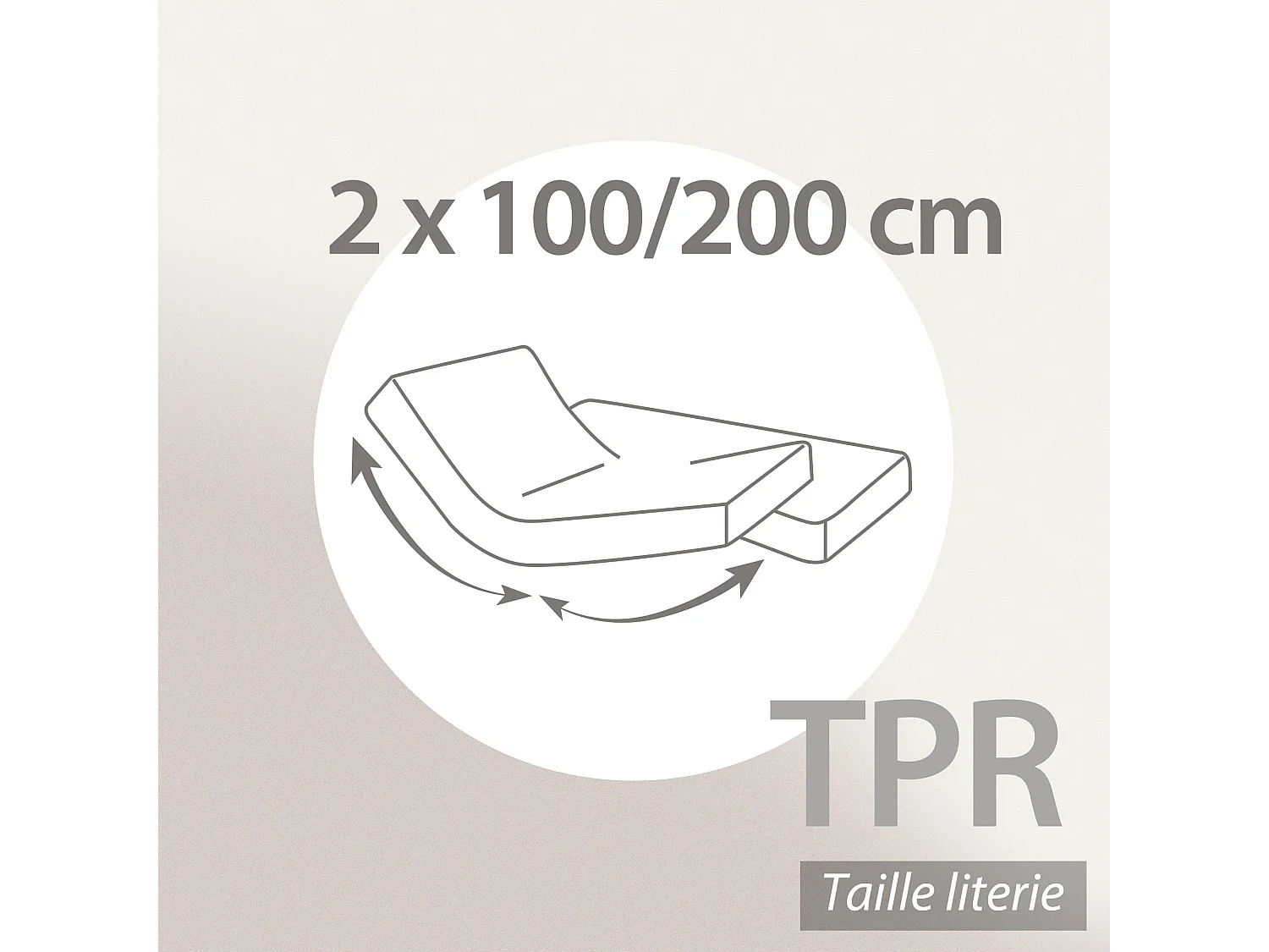 Drap housse relaxation uni 2x100x200 cm coton ALTO Belle ile TPR Tête et pied relevable