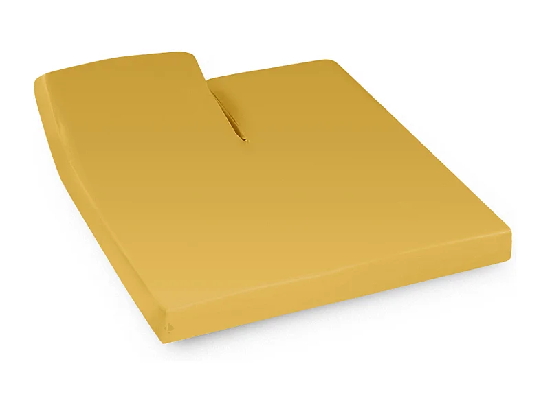Drap housse relaxation uni 2x70x210 cm coton ALTO jaune bourdon TR Tête relevable uniquement