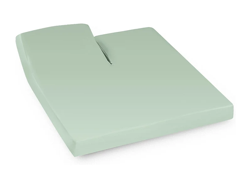 Drap housse relaxation uni 2x70x190 cm coton ALTO vert fleur d'amandier TR Tête relevable uniquement