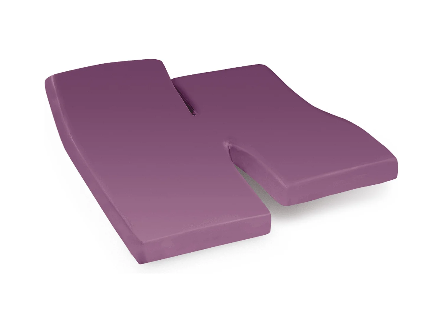 Drap housse relaxation uni 2x100x200 cm coton ALTO Raisin TPR Tête et pied relevable