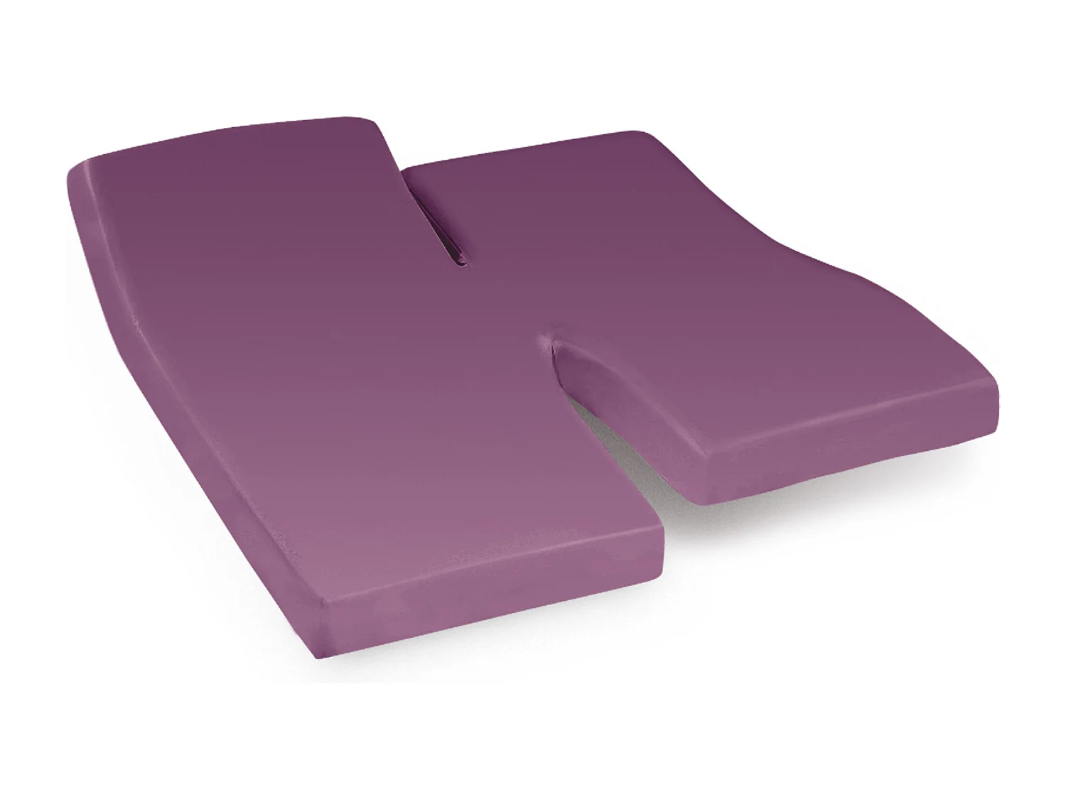 Drap housse relaxation uni 2x100x200 cm coton ALTO Raisin TPR Tête et pied relevable