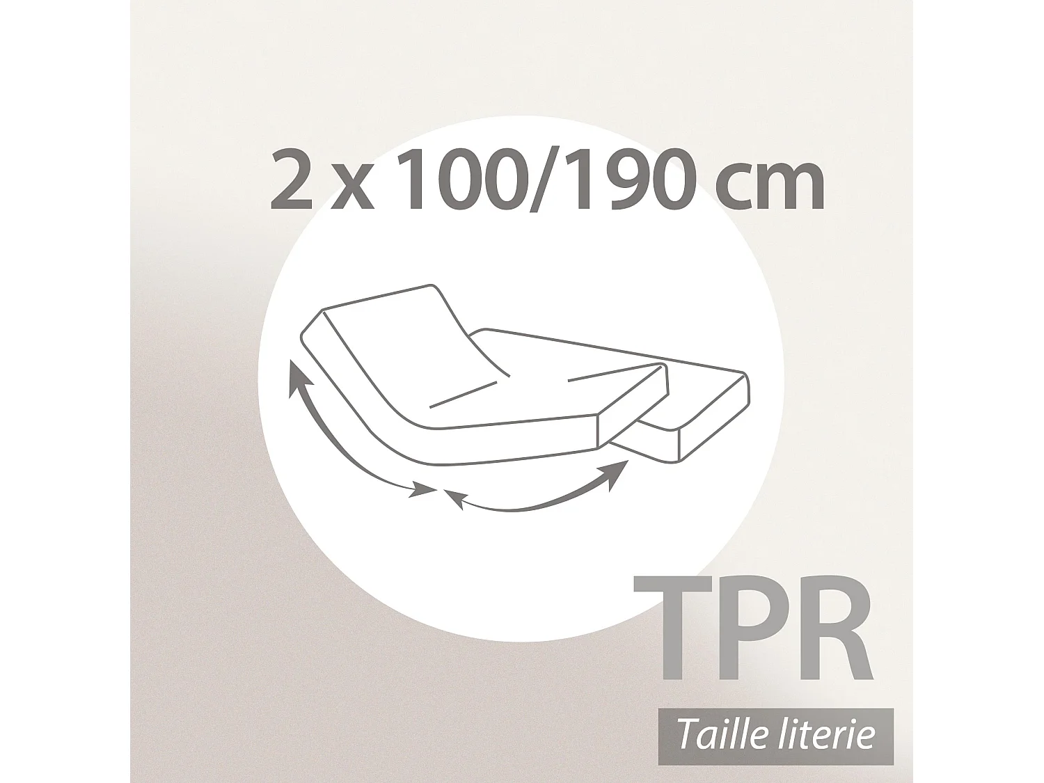 Drap housse relaxation uni 2x100x190 cm coton ALTO Blanc TPR Tête et pied relevable