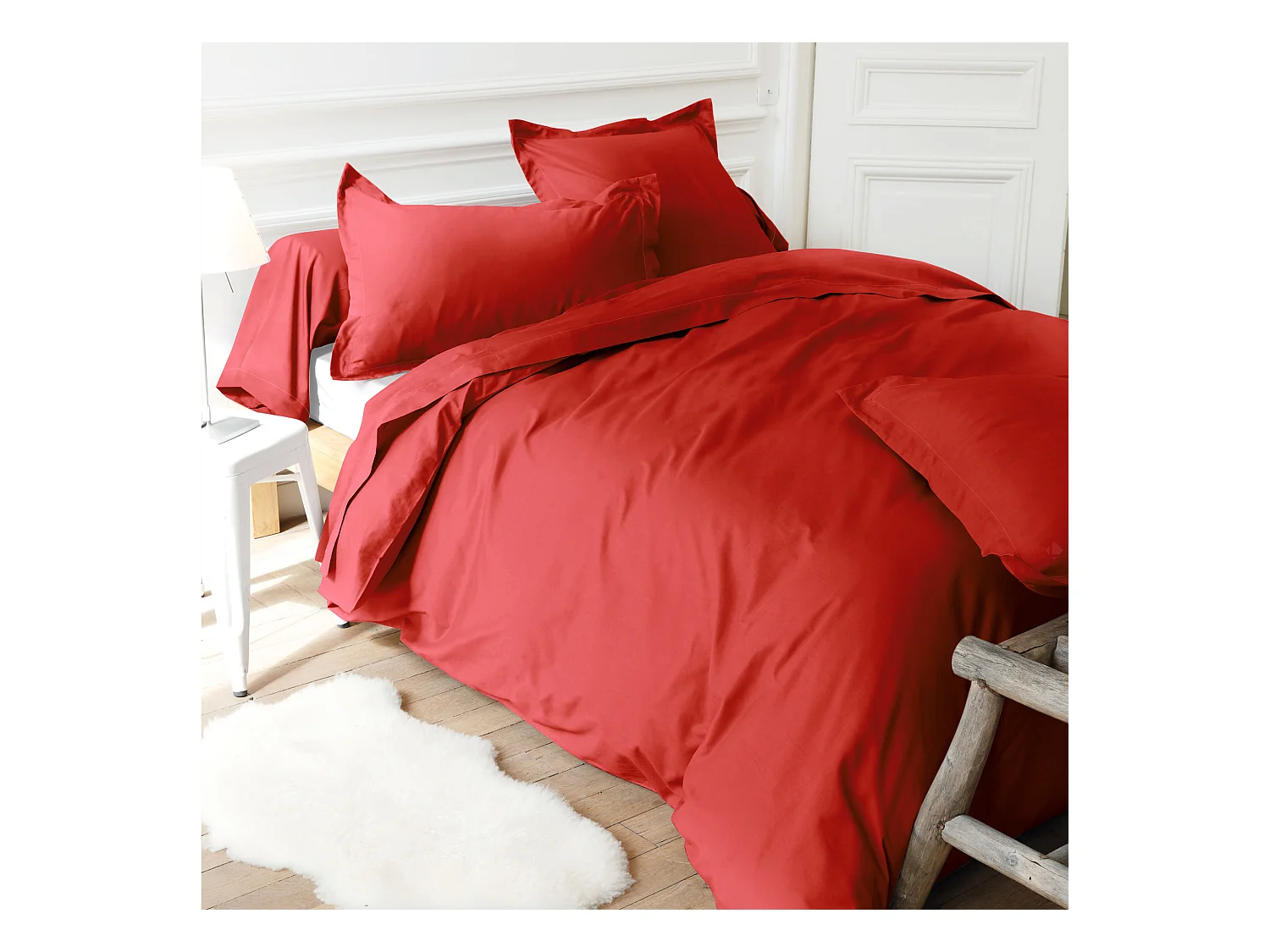 Drap housse relaxation uni 2x90x200 cm coton ALTO orange Baie de Goji TPR Tête et pied relevable