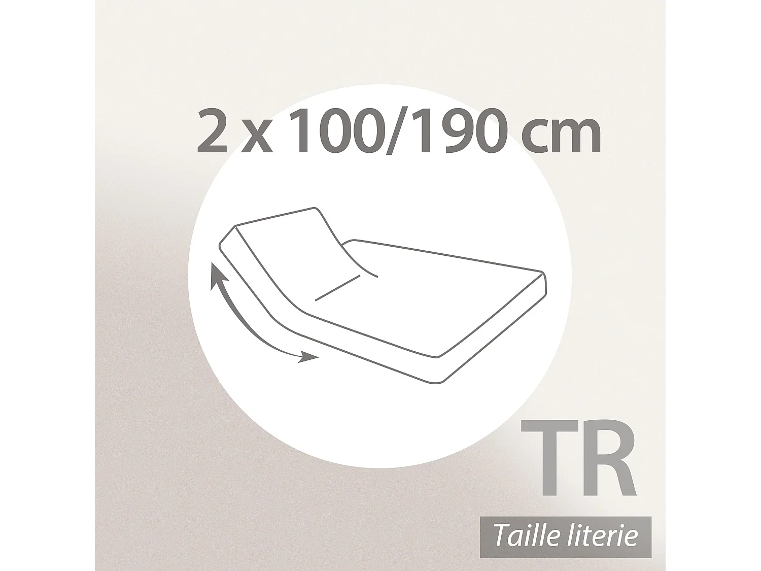 Drap housse relaxation uni 2x100x190 cm coton ALTO Calcium TR Tête relevable uniquement