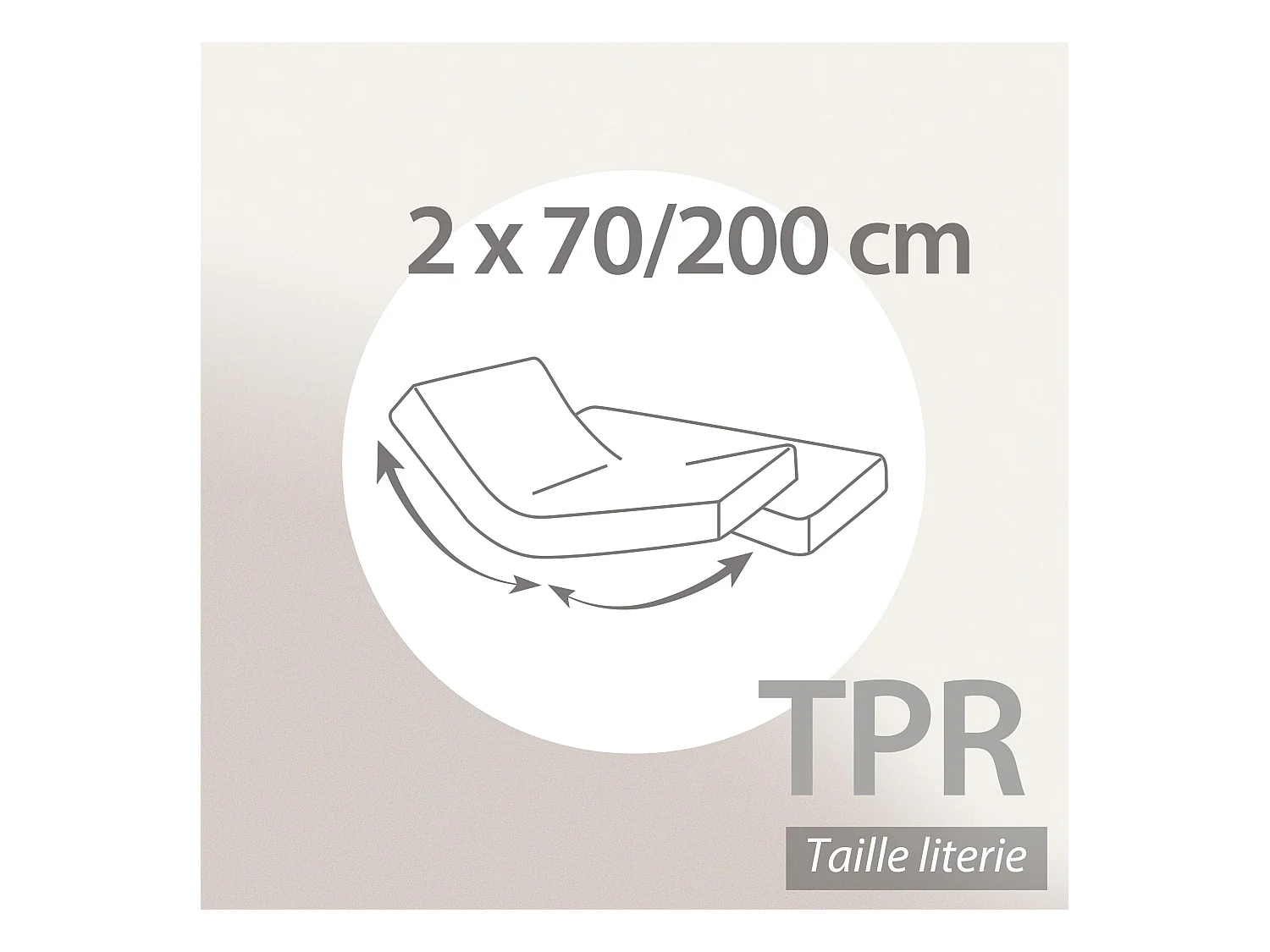 Drap housse relaxation uni 2x70x200 cm coton ALTO Garance TPR Tête et pied relevable