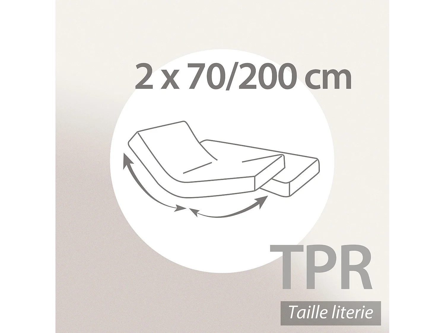 Drap housse relaxation uni 2x70x200 cm coton ALTO Garance TPR Tête et pied relevable