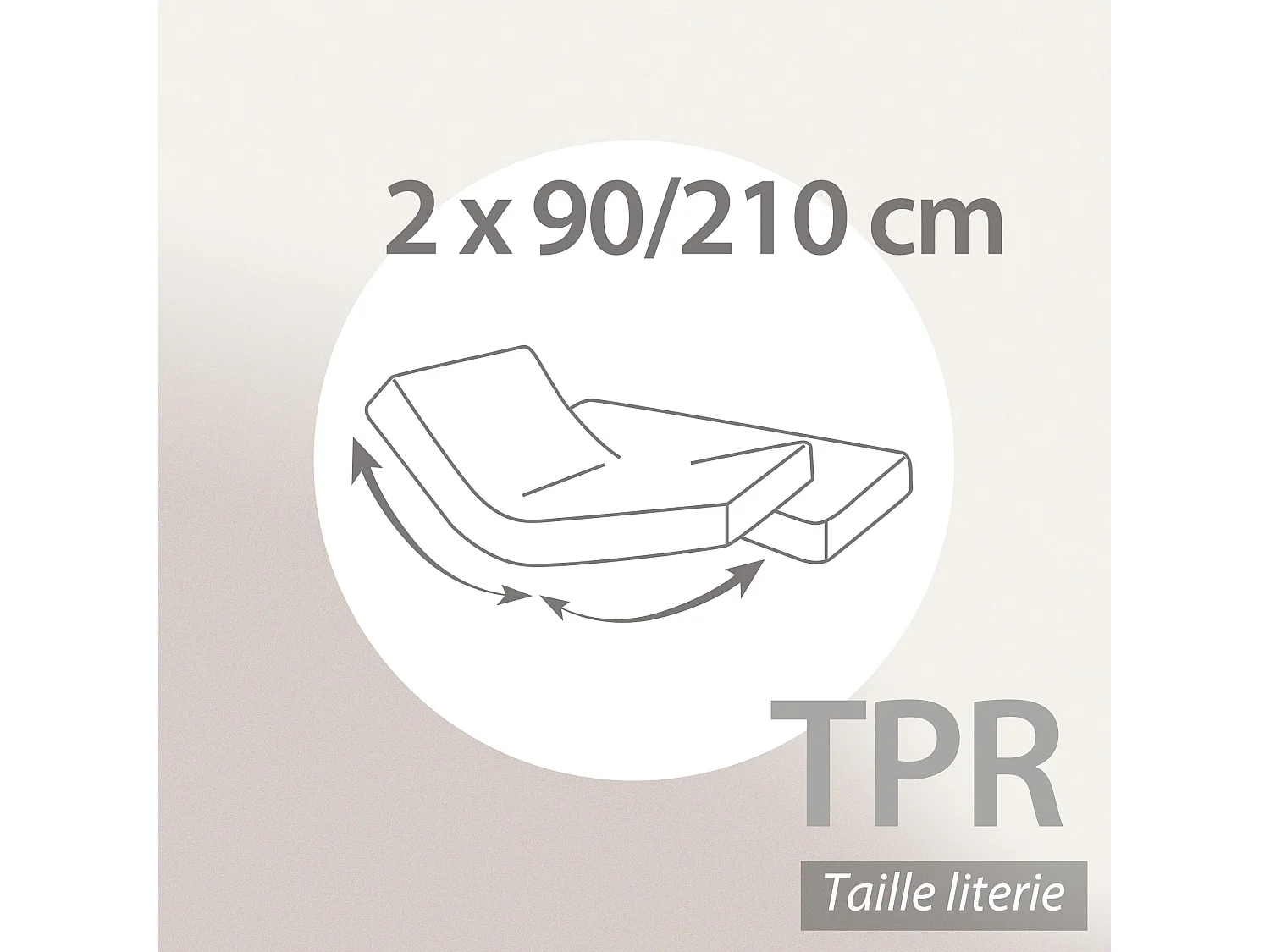 Drap housse relaxation uni 2x90x210 cm coton ALTO Chamois TPR Tête et pied relevable