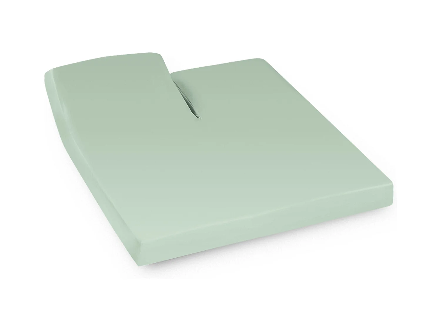 Drap housse relaxation uni 2x80x210 cm coton ALTO vert fleur d'amandier TR Tête relevable uniquement