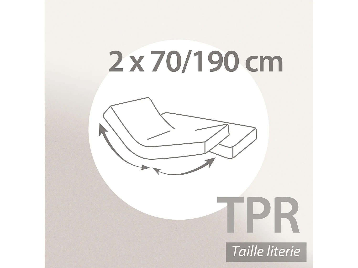 Drap housse relaxation uni 2x70x190 cm coton ALTO Chamois TPR Tête et pied relevable