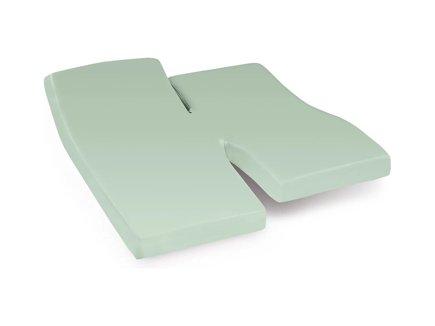 Drap housse relaxation uni 2x90x200 cm coton ALTO vert fleur d'amandier TPR Tête et pied relevable