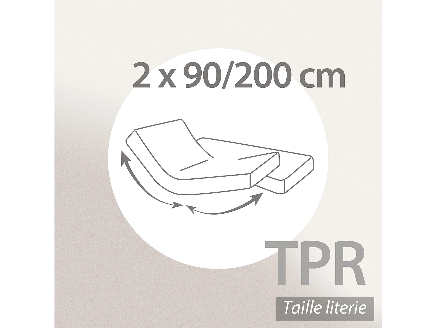 Drap housse relaxation uni 2x90x200 cm coton ALTO Crème TPR Tête et pied relevable
