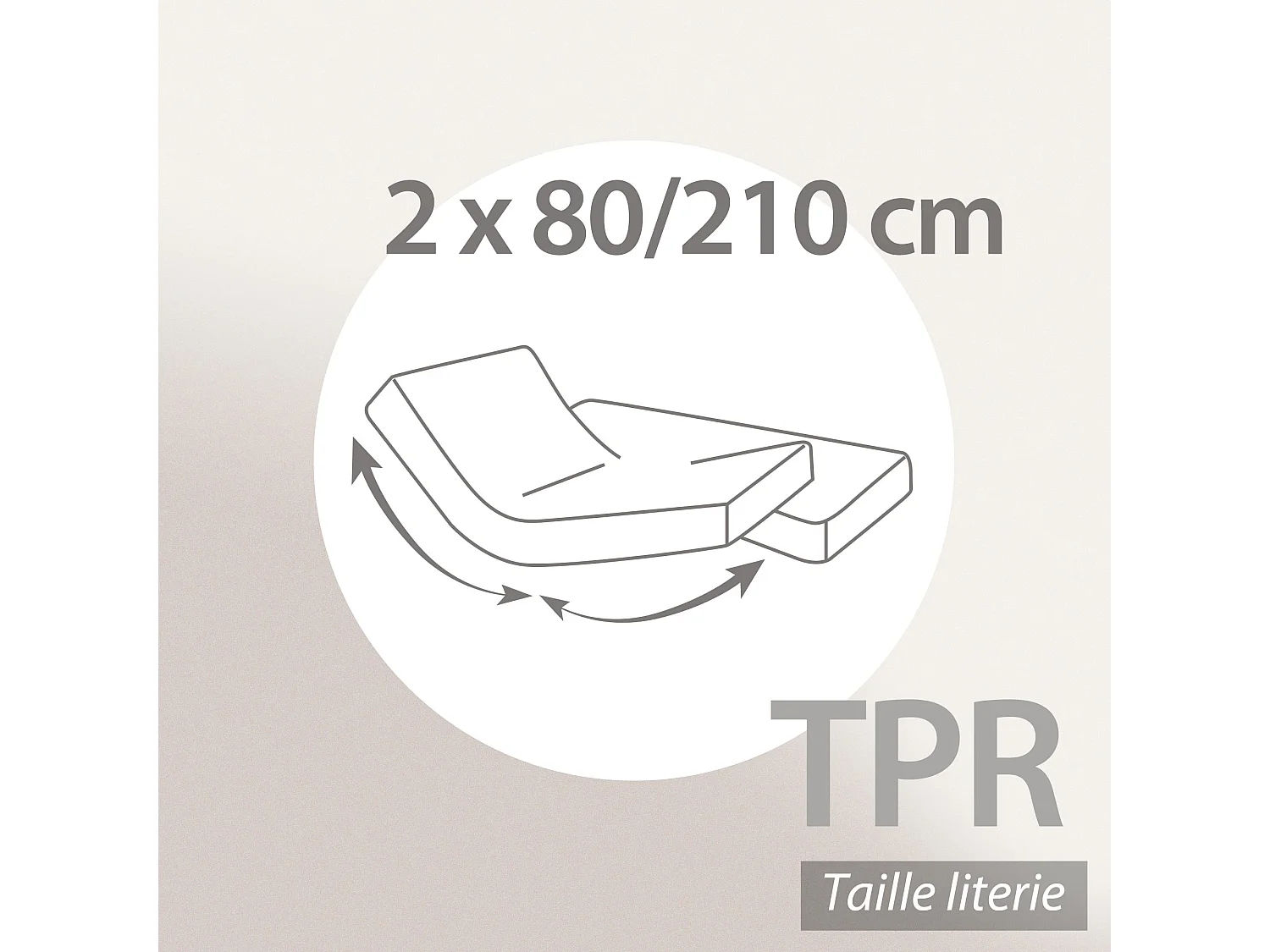 Drap housse relaxation uni 2x80x210 cm coton ALTO Blanc TPR Tête et pied relevable