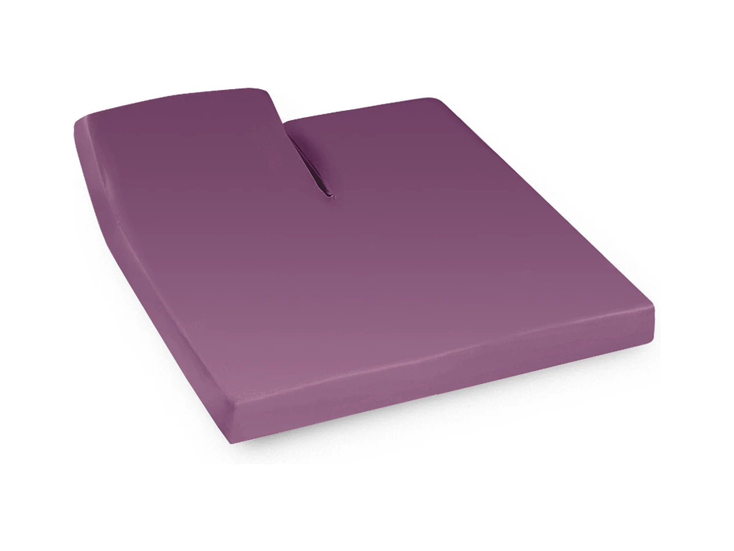Drap housse relaxation uni 2x80x190 cm coton ALTO Raisin TR Tête relevable uniquement