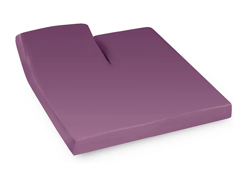 Drap housse relaxation uni 2x80x190 cm coton ALTO Raisin TR Tête relevable uniquement