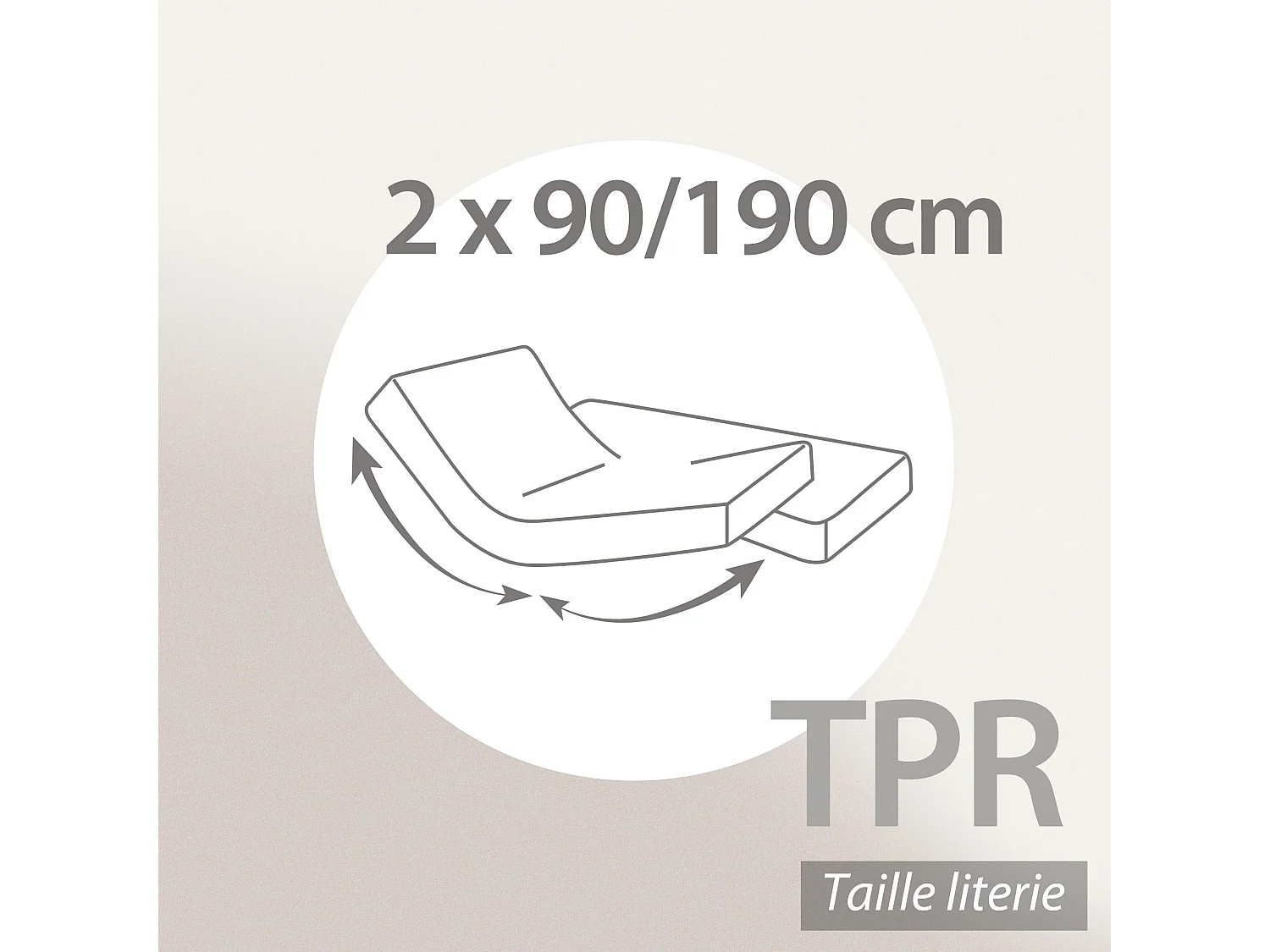 Drap housse relaxation uni 2x90x190 cm coton ALTO Macaron TPR Tête et pied relevable
