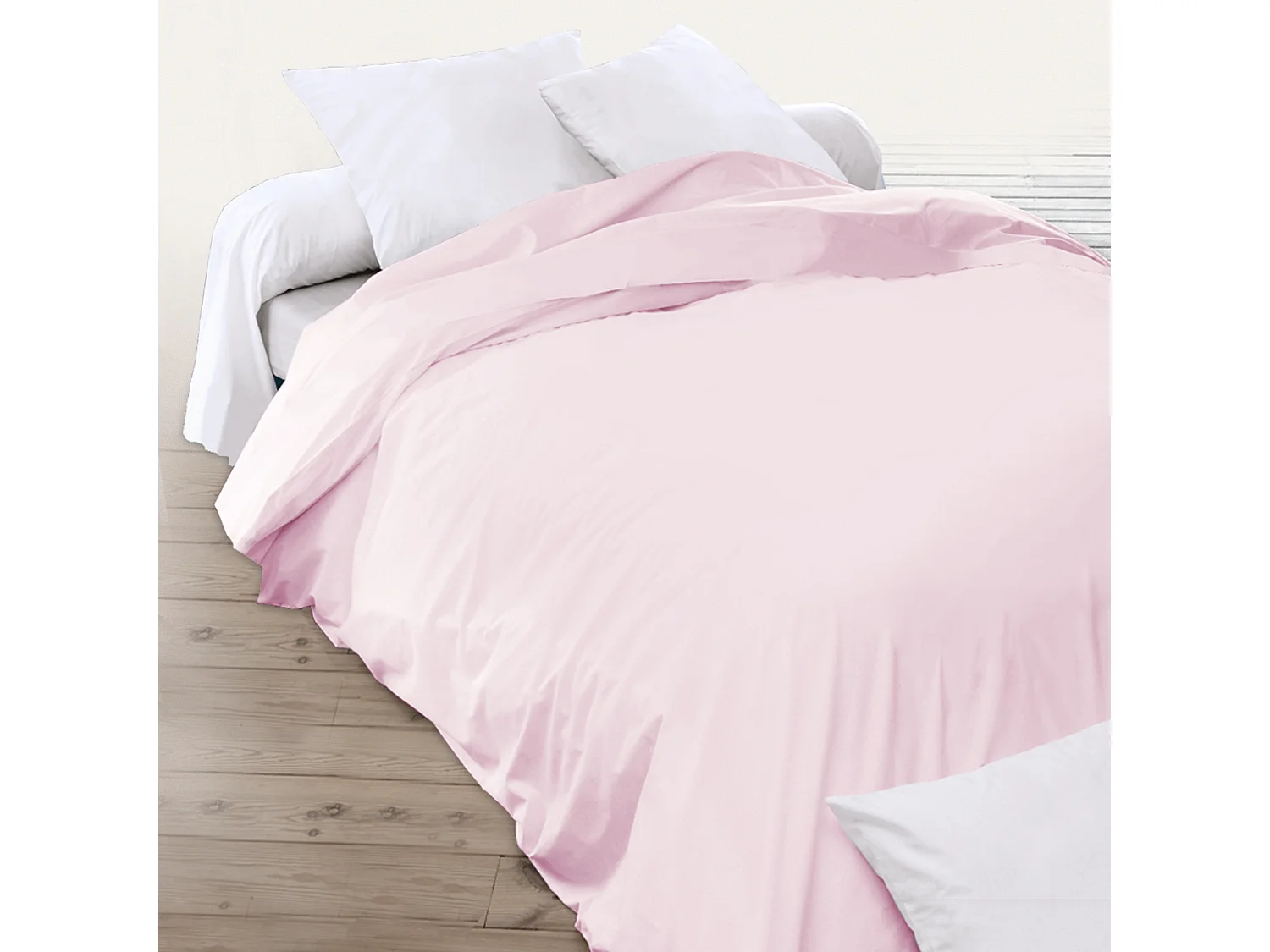 Drap housse relaxation uni 2x100x190 cm coton ALTO Rose blush TPR Tête et pied relevable