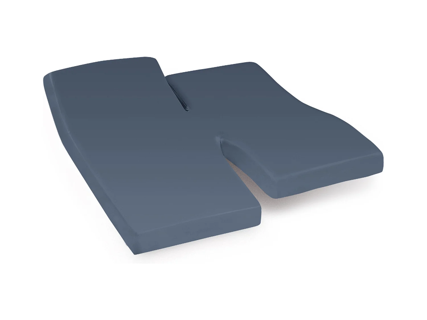 Drap housse relaxation uni 2x80x200 cm coton ALTO bleu Jean TPR Tête et pied relevable