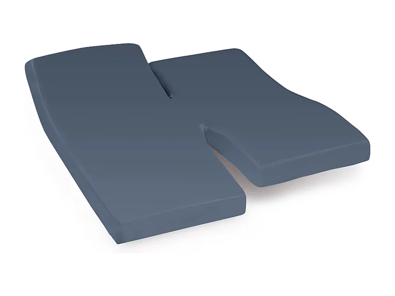 Drap housse relaxation uni 2x90x190 cm coton ALTO bleu Jean TPR Tête et pied relevable