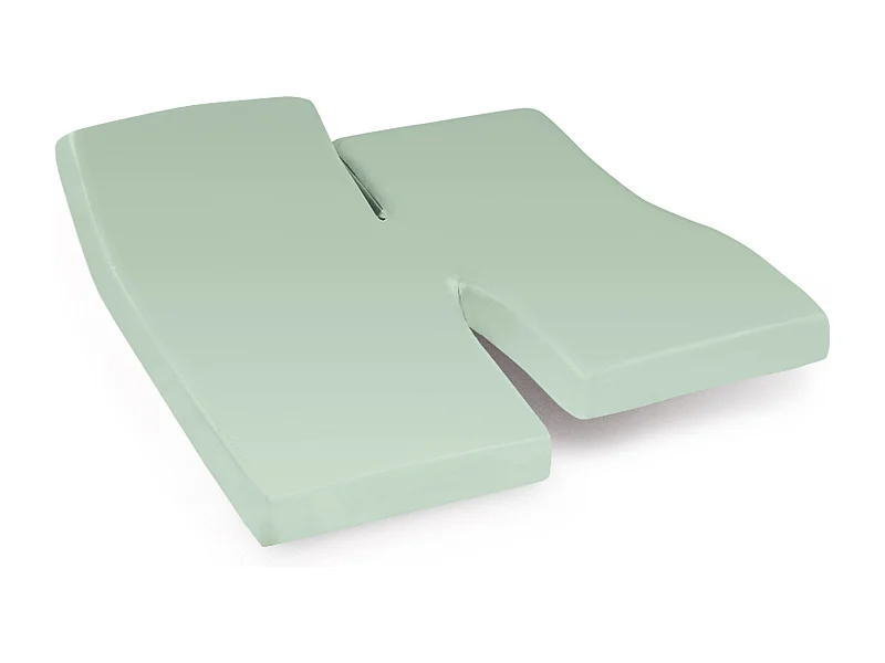 Drap housse relaxation uni 2x100x190 cm coton ALTO vert fleur d'amandier TPR Tête et pied relevable