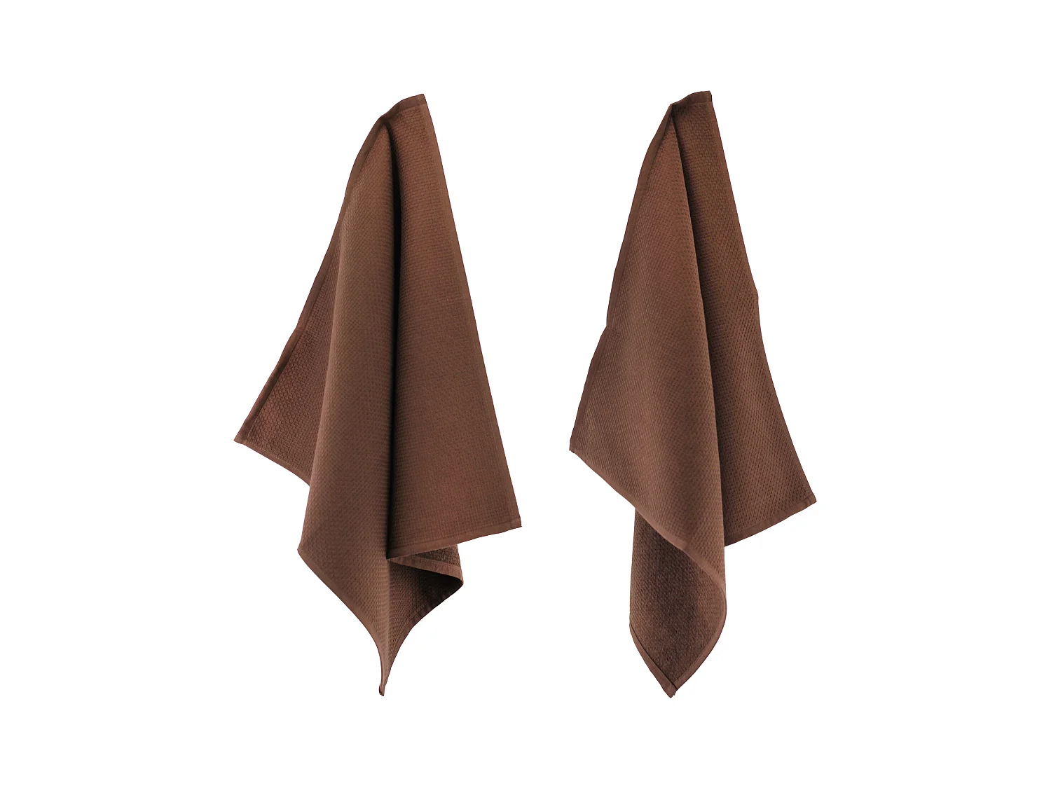 Lot de 2 torchons de cuisine 50x50 cm nid d'abeille PURE KITCHEN WAFFLE Marron
