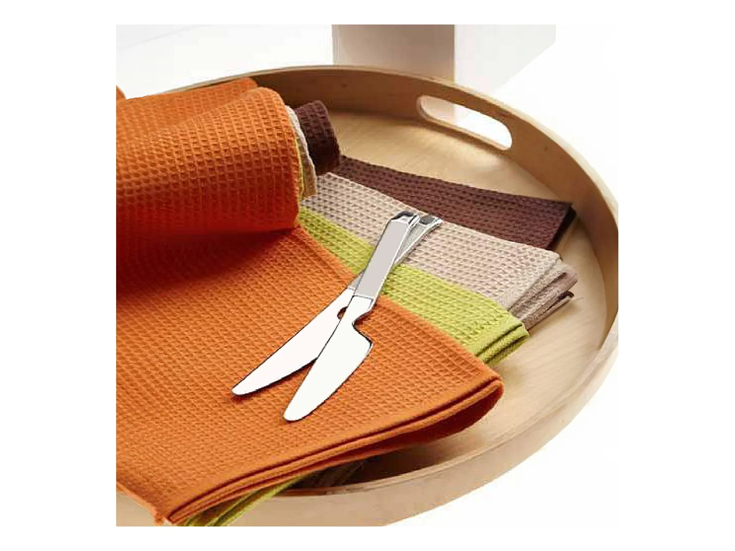 Lot de 2 torchons de cuisine 50x50 cm nid d'abeille PURE KITCHEN WAFFLE Marron