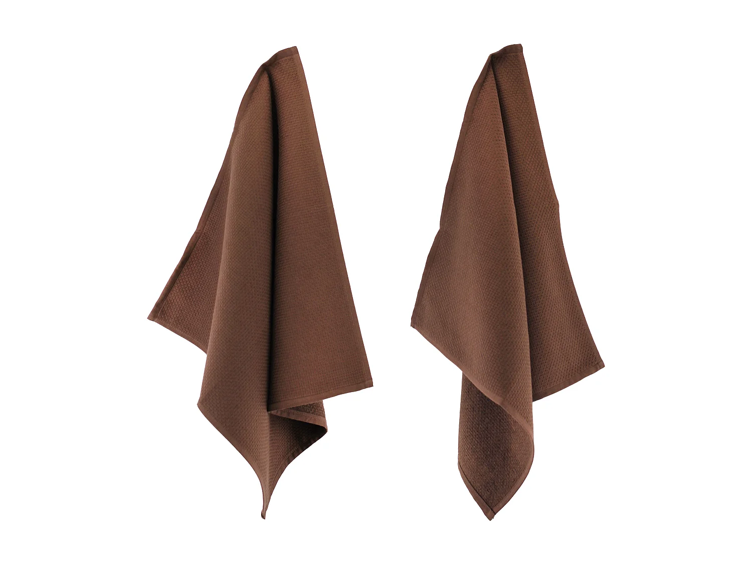 Lot de 2 torchons de cuisine 50x50 cm nid d'abeille PURE KITCHEN WAFFLE Marron