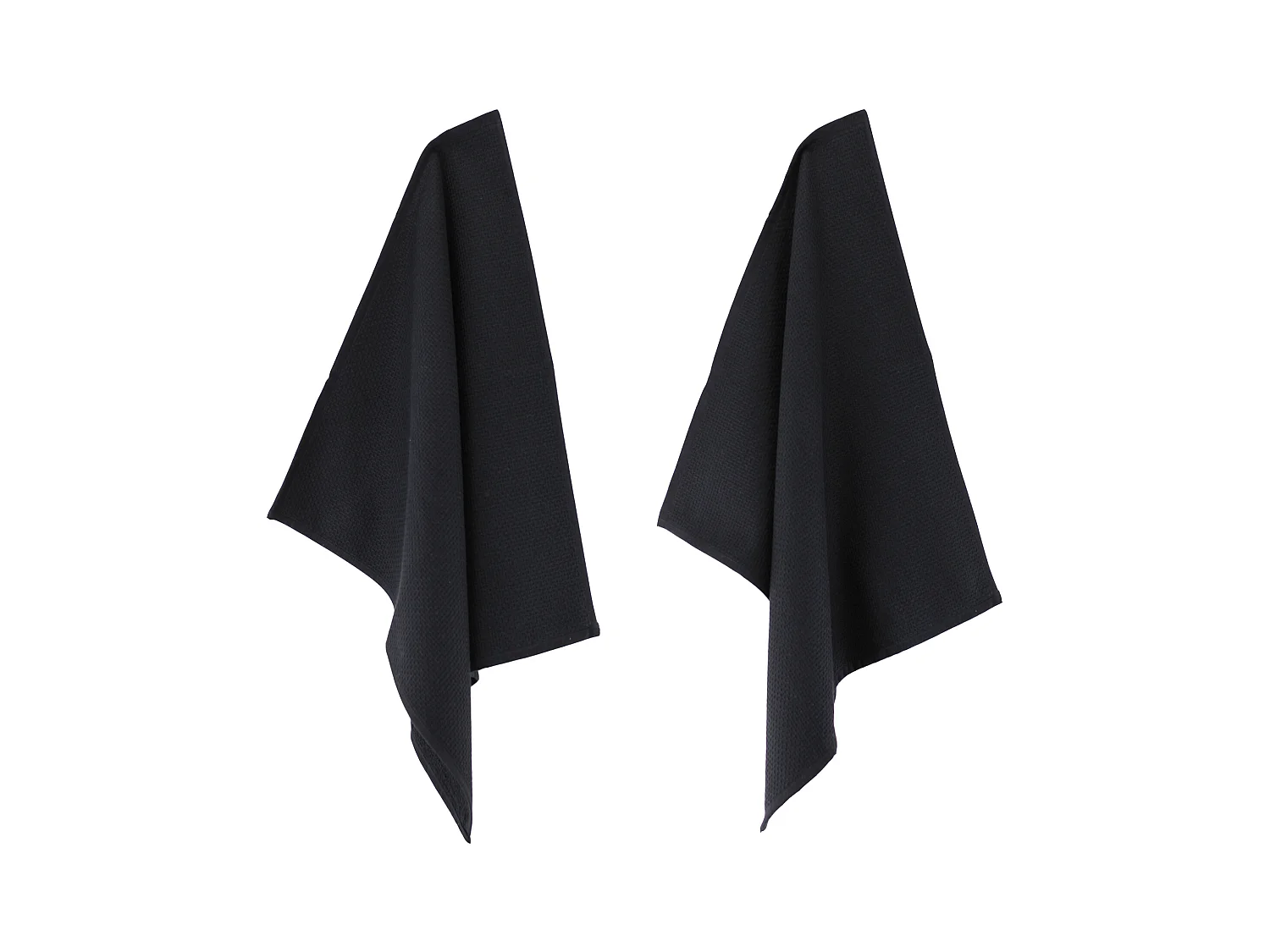 Lot de 2 torchons de cuisine 50x50 cm nid d'abeille PURE KITCHEN WAFFLE Noir
